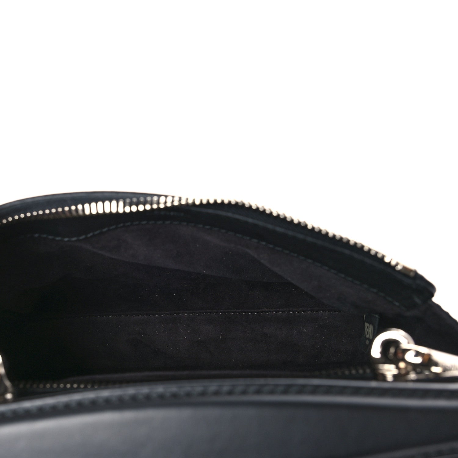 Fendi Vitello Baltico Shiny Nappa Lace Up Floral Small Dotcom Click Chain Satchel Black 7 of 11
