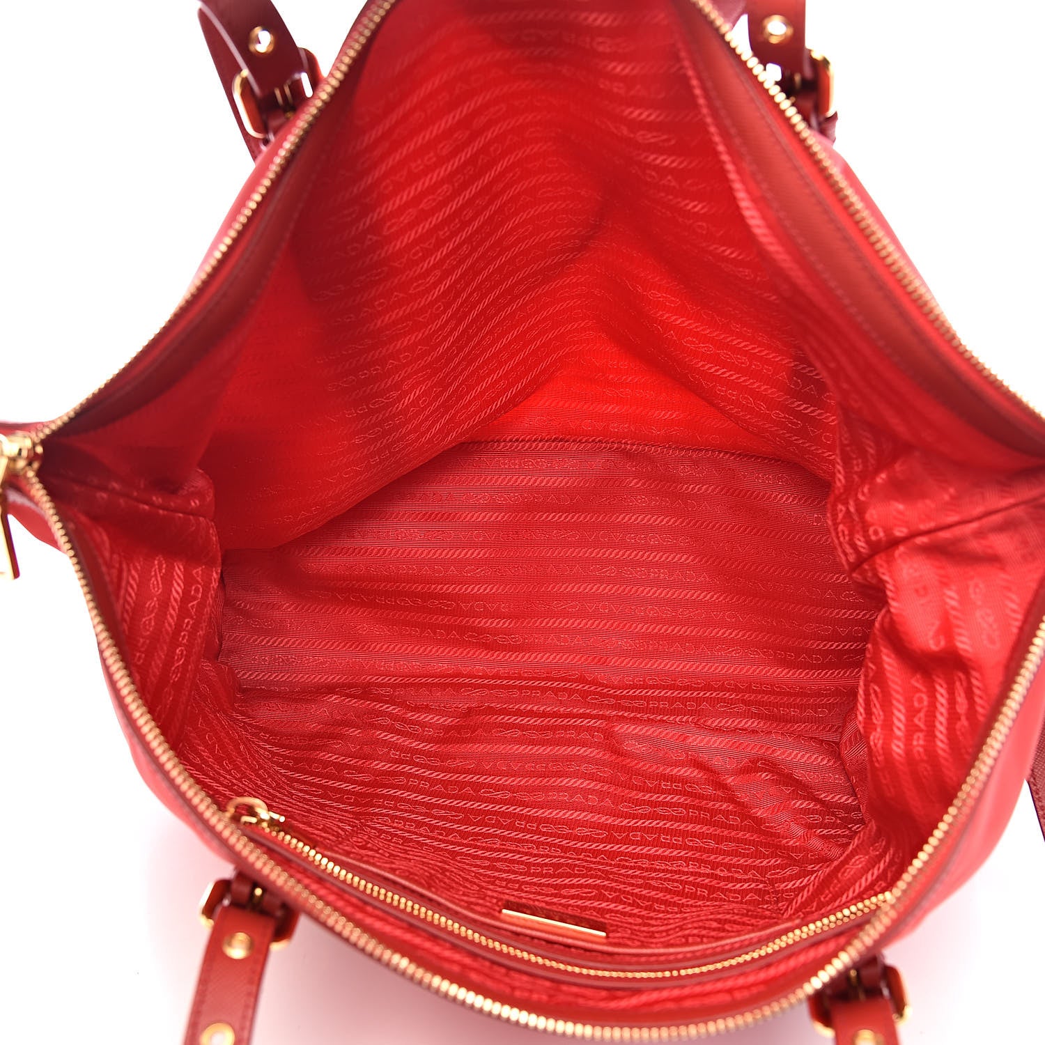Prada Tessuto Nylon Saffiano Tote Rosso 5 of 10