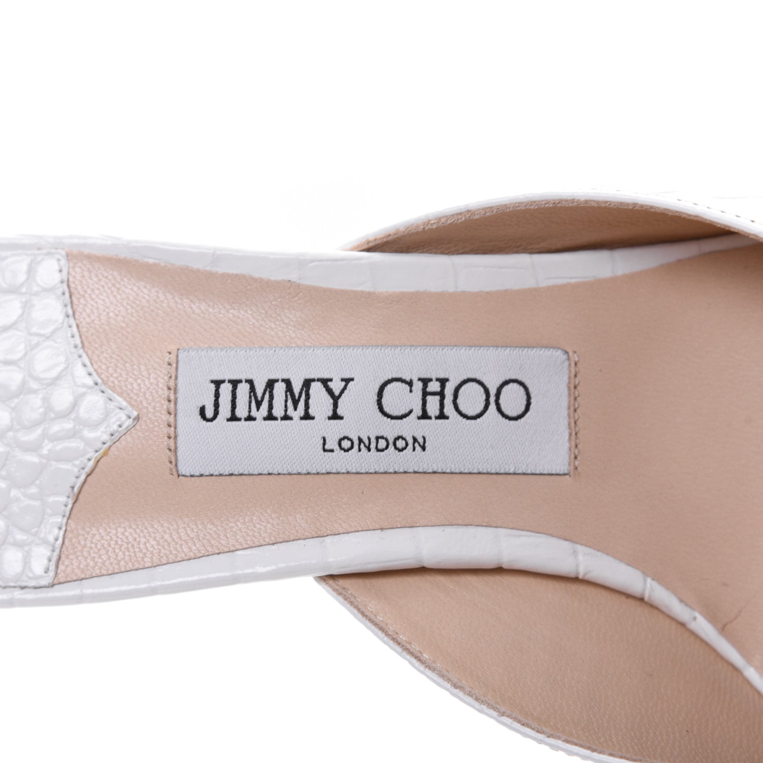 Jimmy Choo Calfskin Crocodile Embossed Rav 65 Mule Pumps 38 Latte 7 of 11