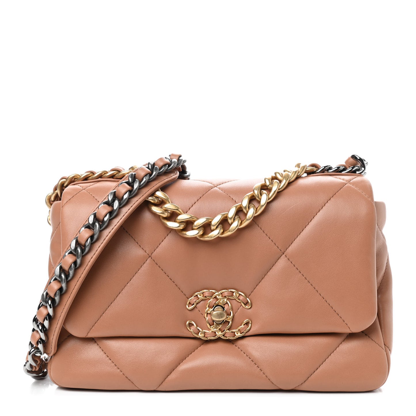 Lambskin Quilted Medium Chanel 19 Flap Brown