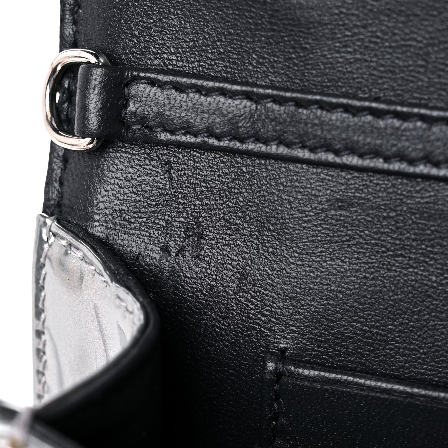 Christian Dior Metallic Patent Micro-Cannage Diorama Wallet on Chain Pouch Silver 11 of 12