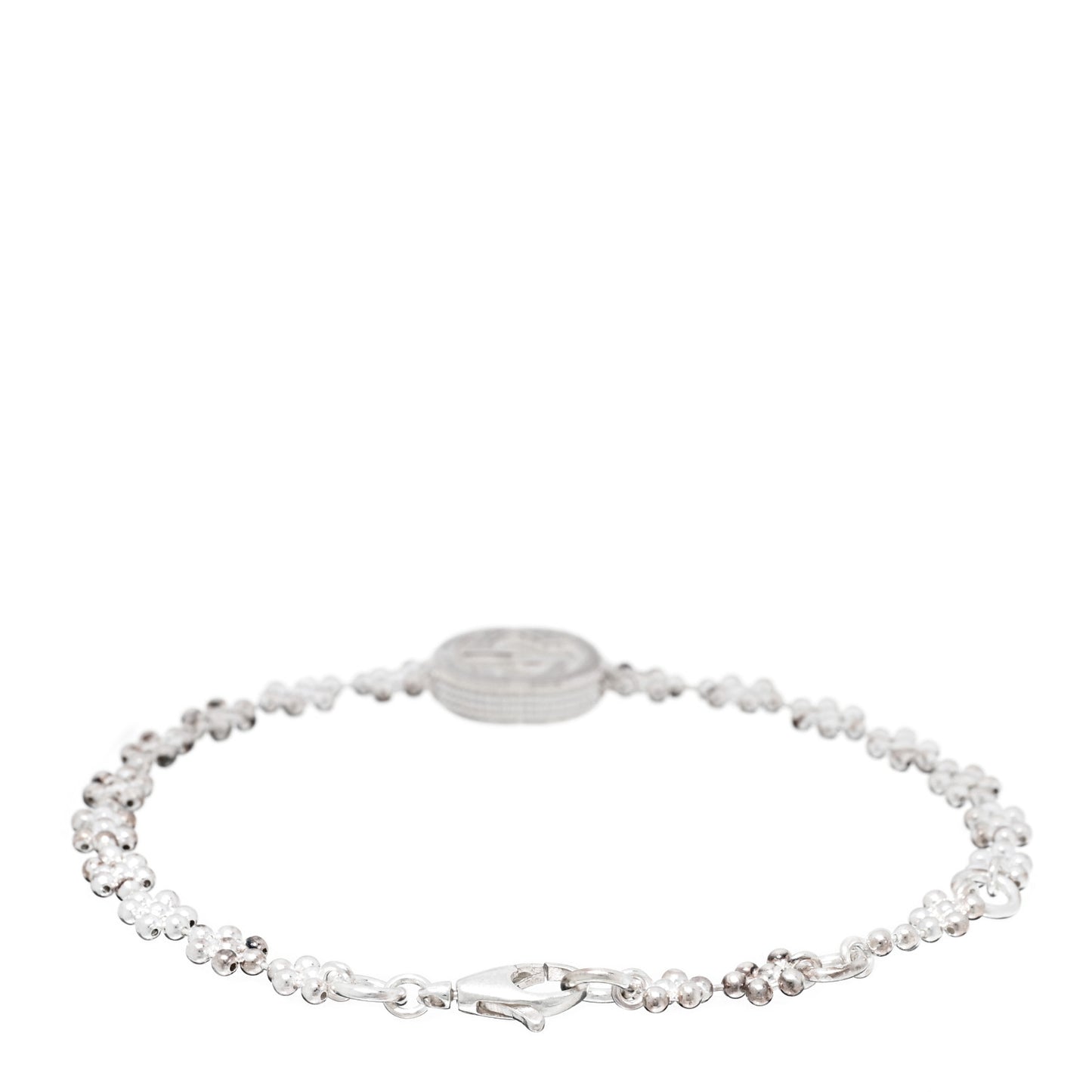 Sterling Silver Interlocking GG Beaded Flower Bracelet