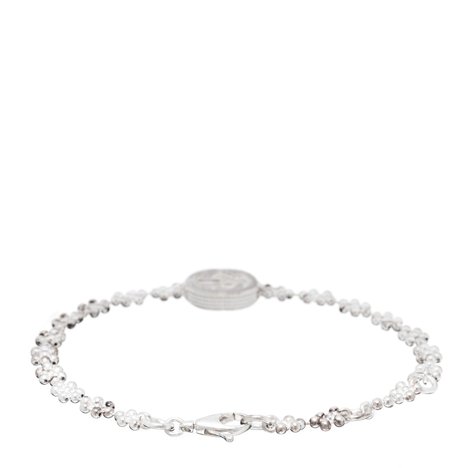 Gucci Sterling Silver Interlocking GG Beaded Flower Bracelet 2 of 3