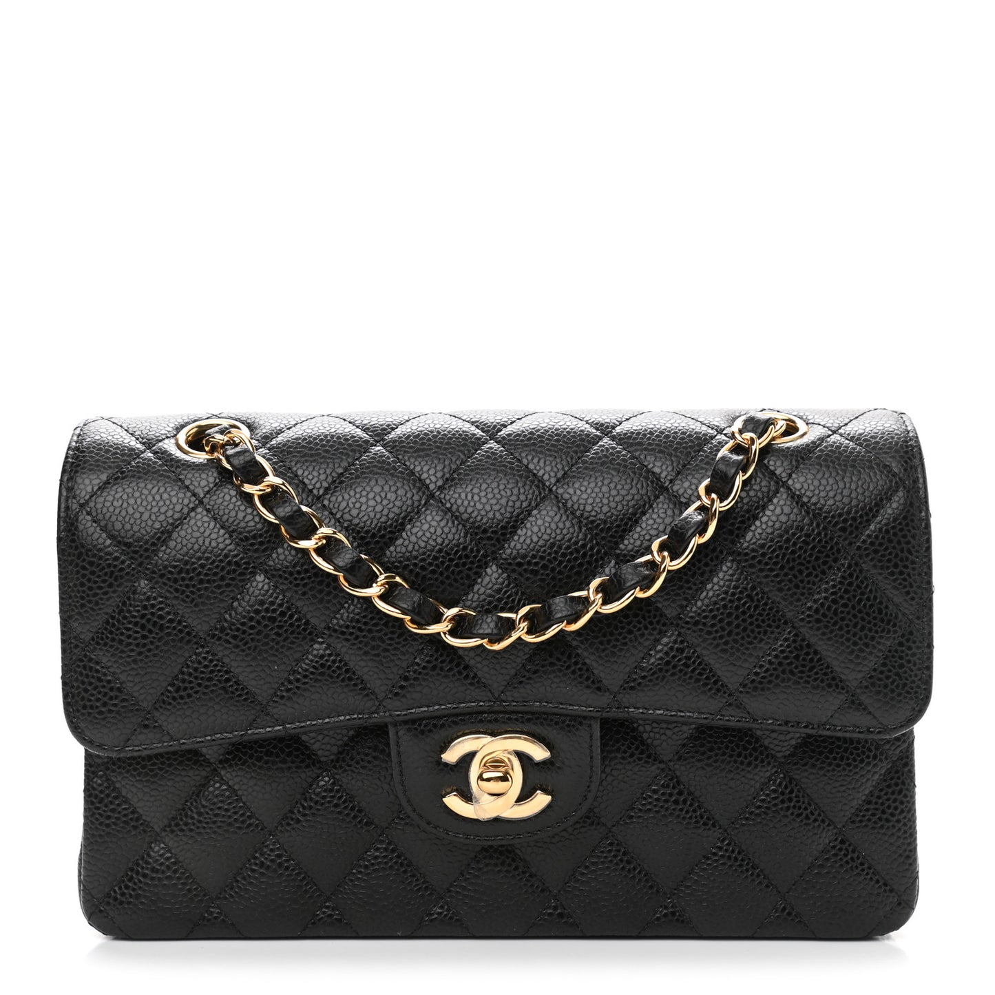 Caviar Quilted Small Double Flap Black