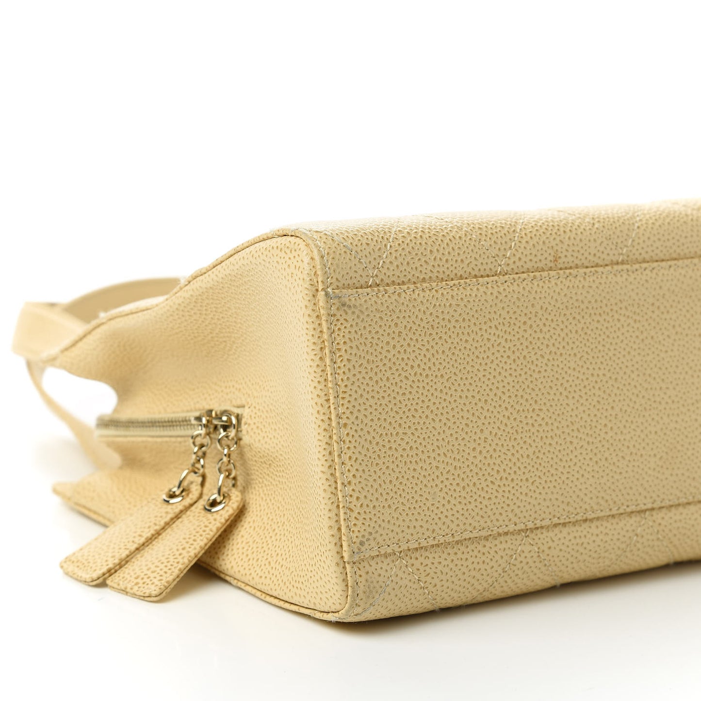 Caviar Quilted Top Handle Bag Beige