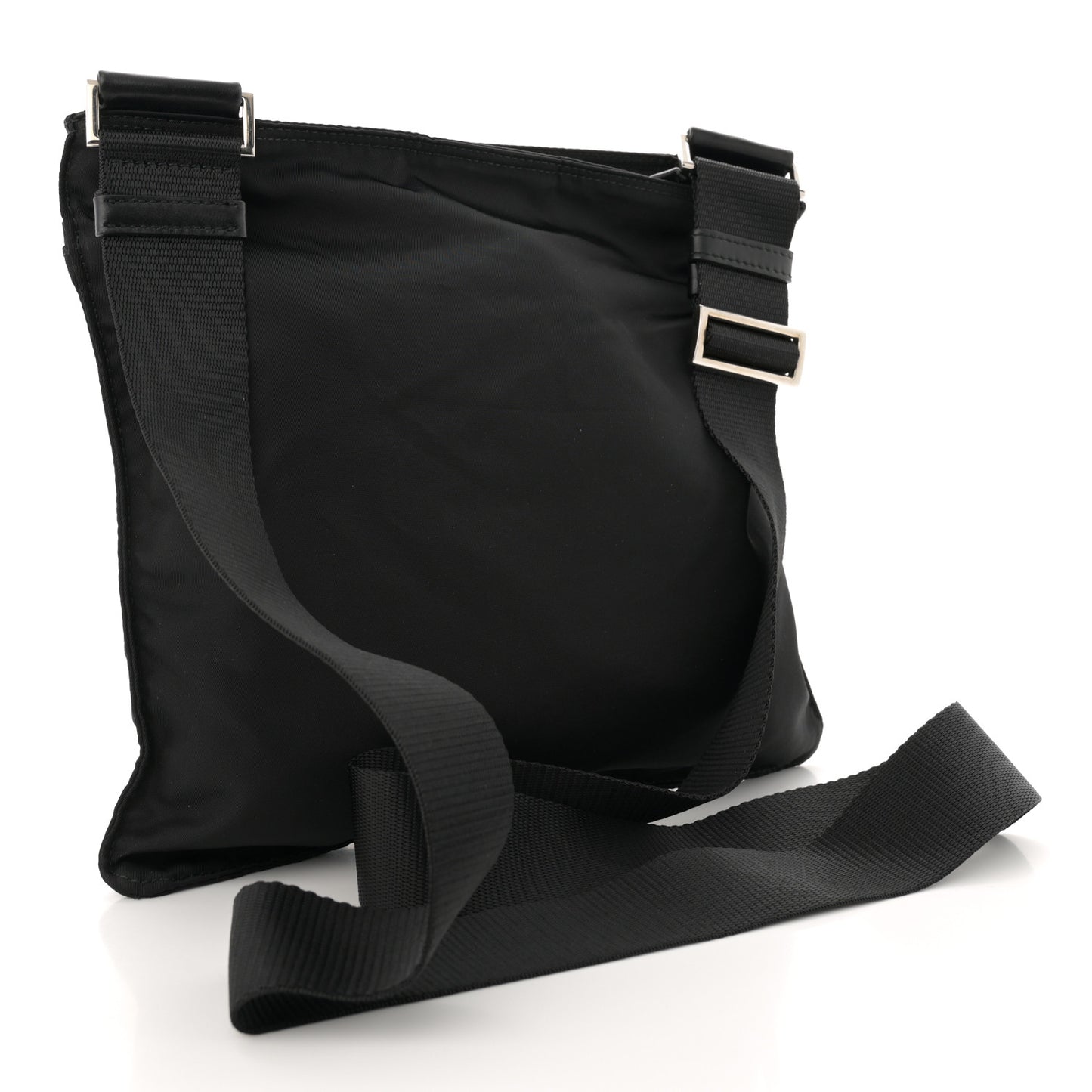 Tessuto Nylon Saffiano Flat Messenger Bag Black