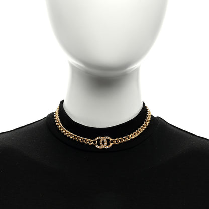 Chanel Crystal Chain Link CC Choker Necklace Gold 2 of 5