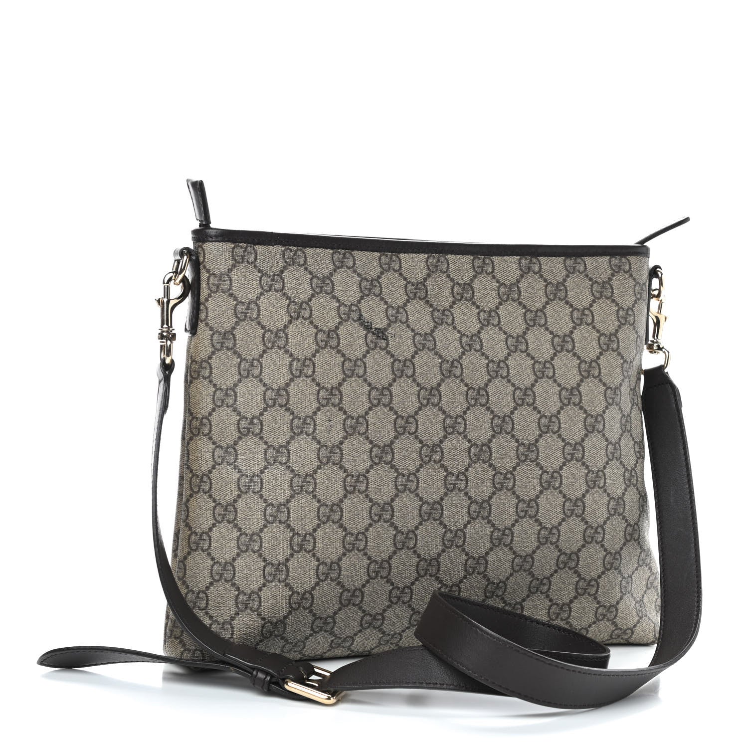 Gucci GG Supreme Monogram Web Flat Messenger Bag Dark Brown 3 of 13