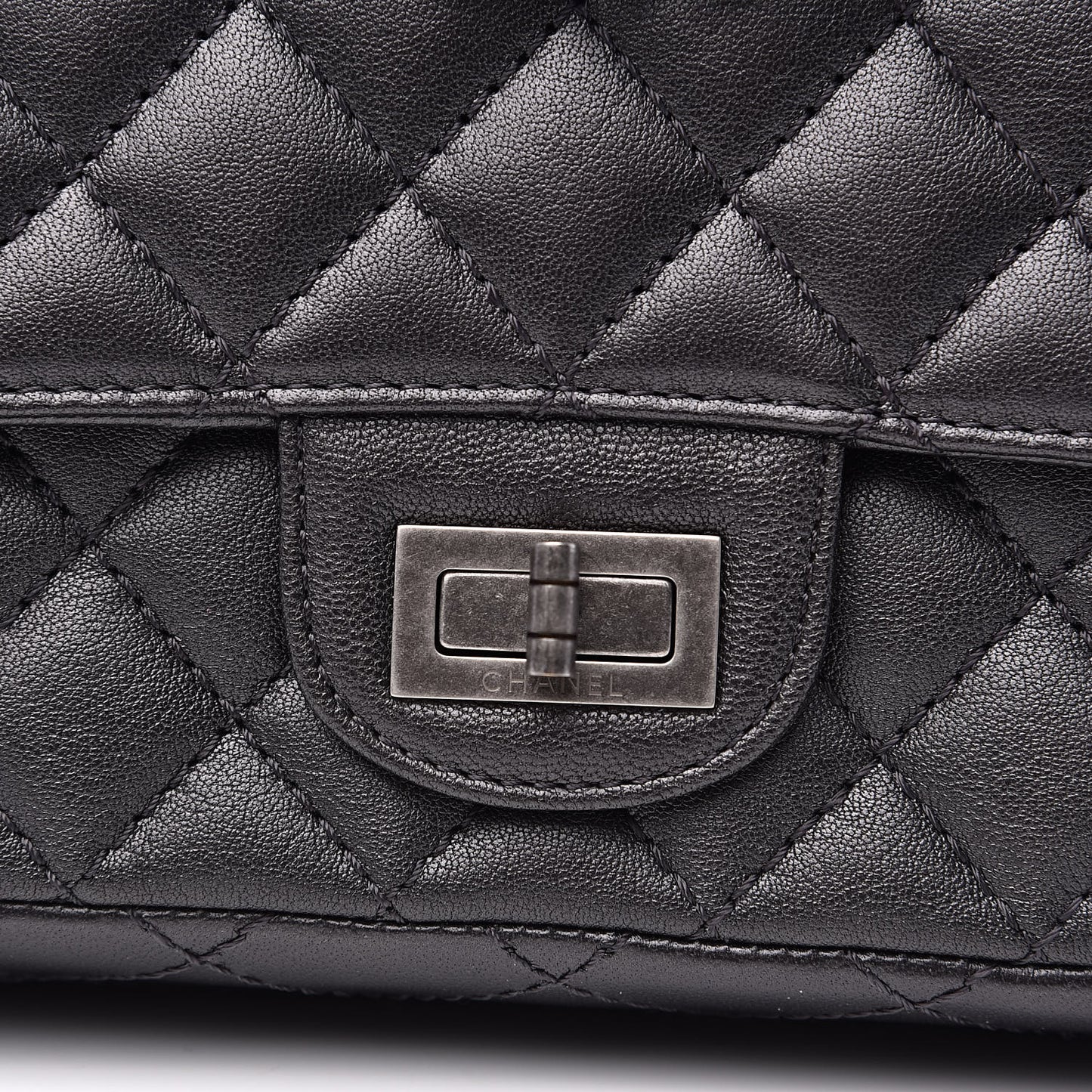 Metallic Sheepskin Quilted 2.55 Reissue Mini Flap Dark Grey