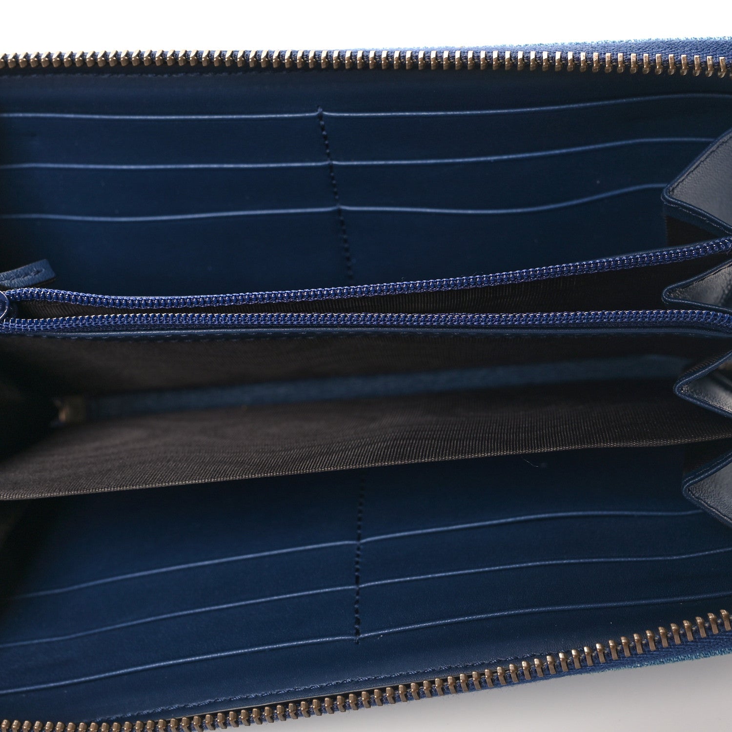 Gucci Denim Matelasse Floral Embroidered GG Marmont Zip Around Wallet Blue 5 of 8