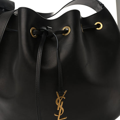 Saint Laurent Smooth Calfskin Paris VII Large Flat Hobo Black 9 of 11