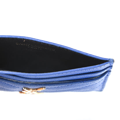 Saint Laurent Grain De Poudre Matelasse Monogram Credit Card Case Blue Majorelle 5 of 8