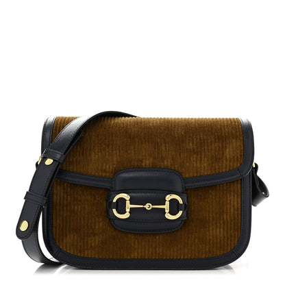 Gucci Lanzo Stretch Cord Azalea Calfskin Horsebit 1955 Shoulder Bag New Mud Blue 1 of 11