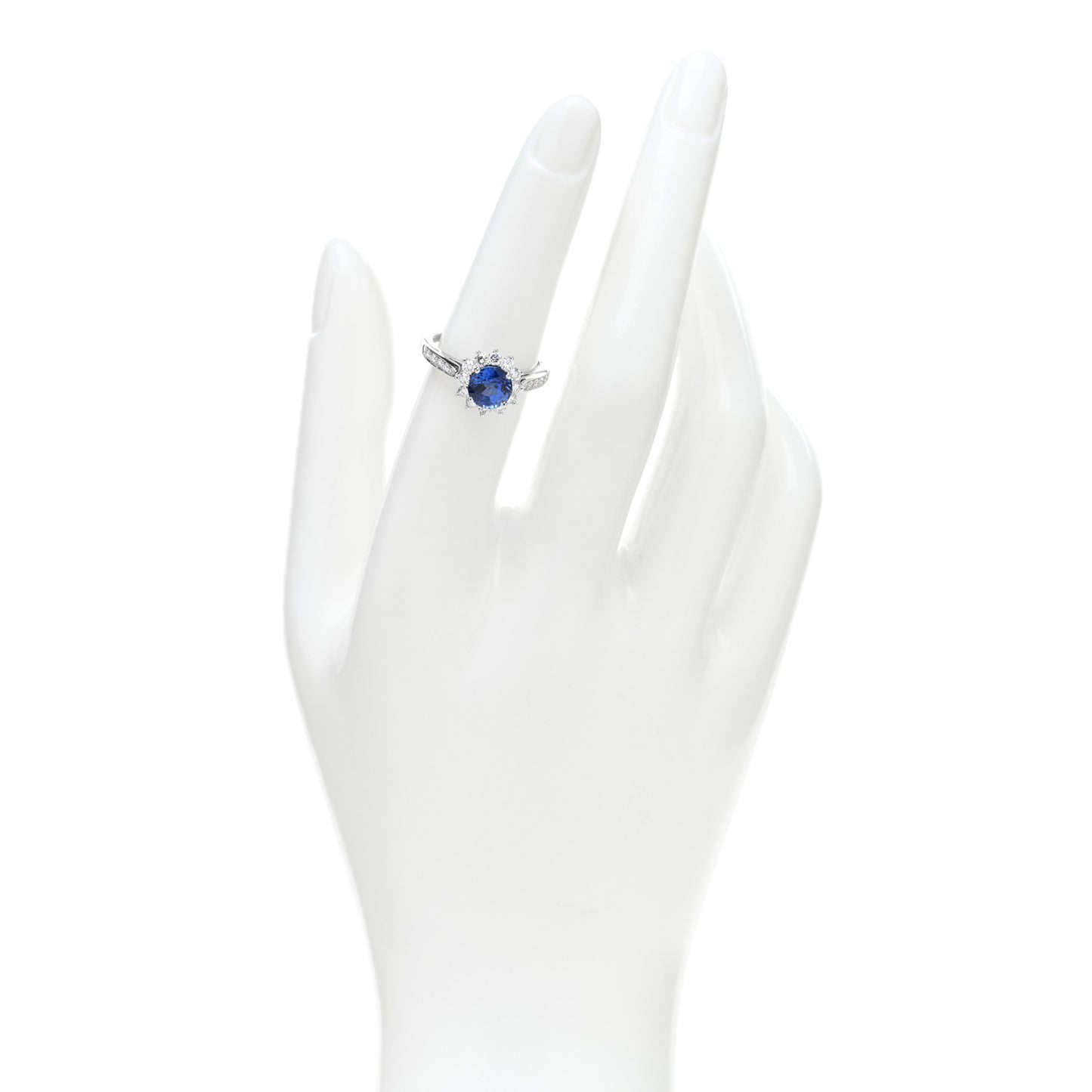Platinum Diamond Blue Sapphire Ring 52 6