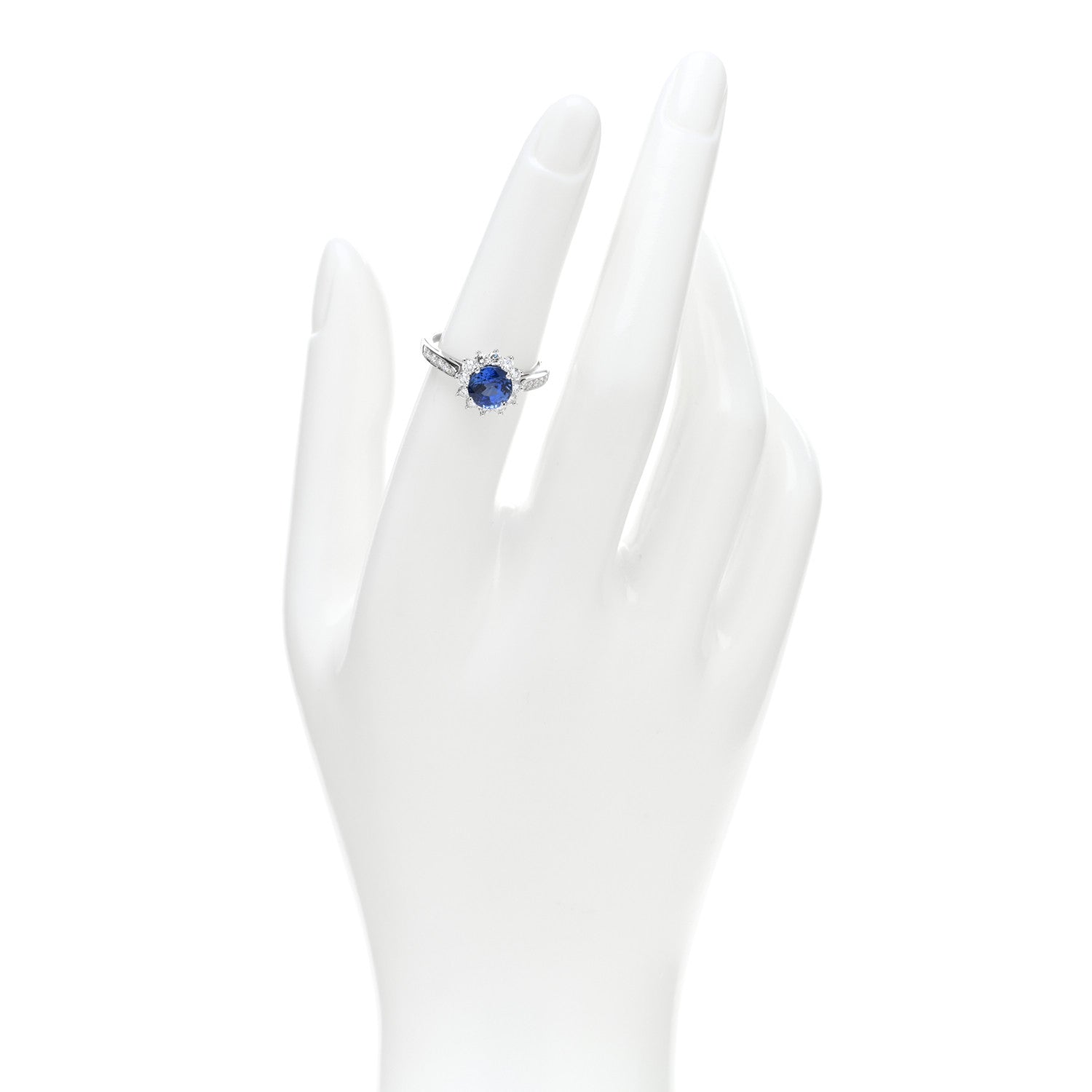 Tiffany Platinum Diamond Blue Sapphire Ring 52 6 2 of 4