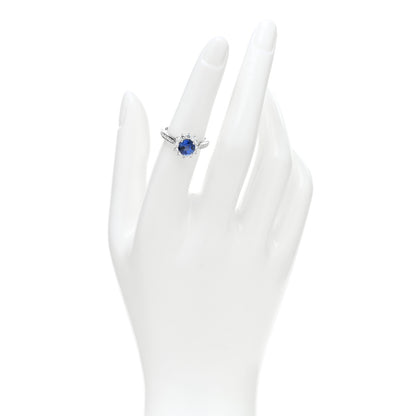 Tiffany Platinum Diamond Blue Sapphire Ring 52 6 2 of 4