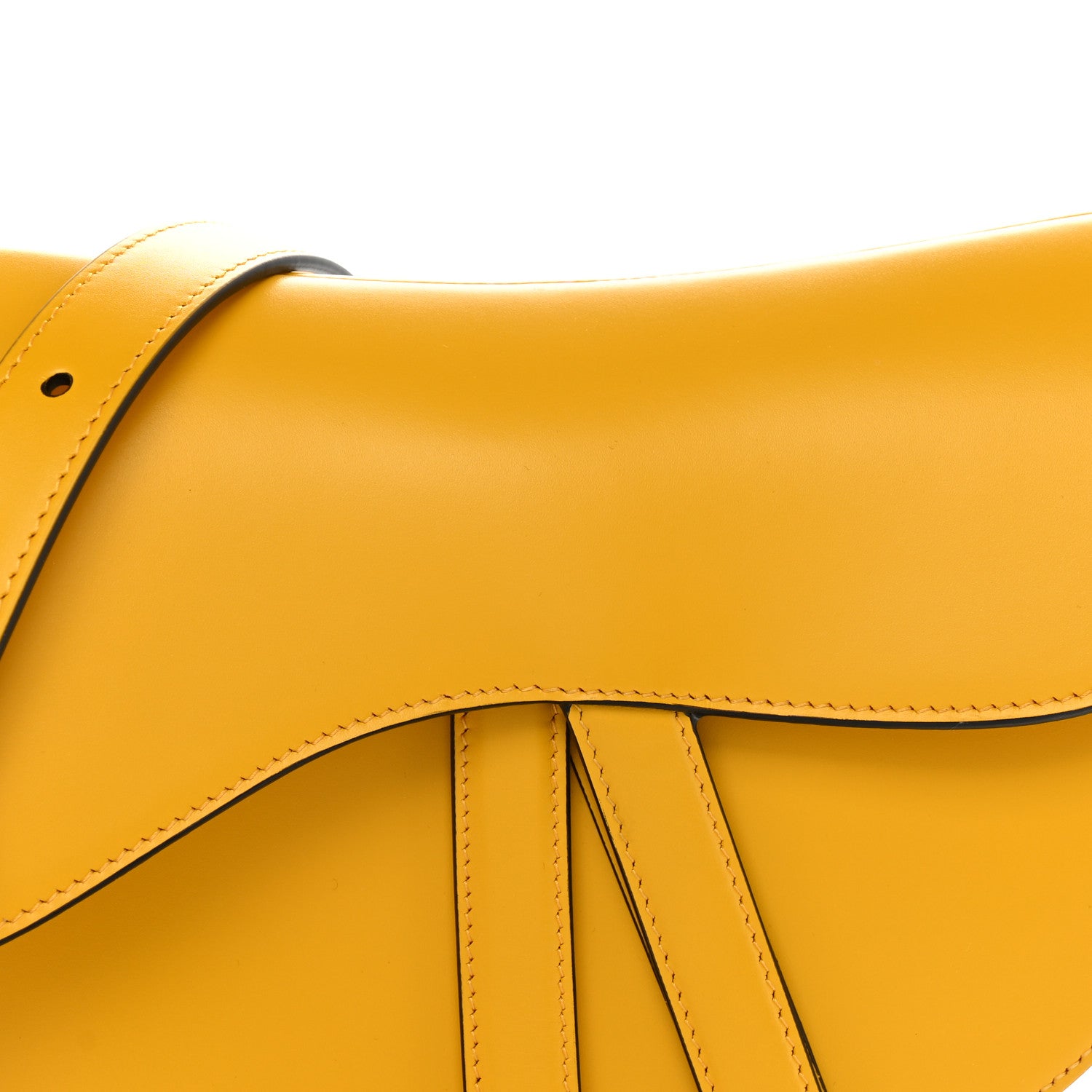 Christian Dior Calfskin Saddle Bag With Strap Yellow 8 of 11