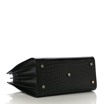 Saint Laurent Calfskin Crocodile Embossed Small Sac De Jour Black 4 of 9
