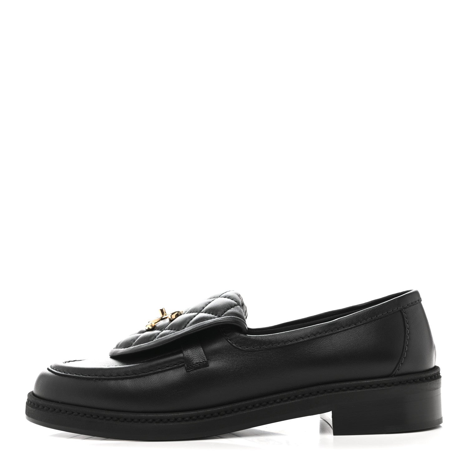 Chanel Lambskin Quilted CC Turnlock Loafers 37.5 Black 1 of 10