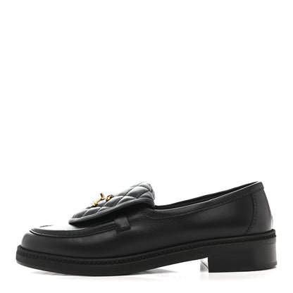 Chanel Lambskin Quilted CC Turnlock Loafers 37.5 Black 1 of 10