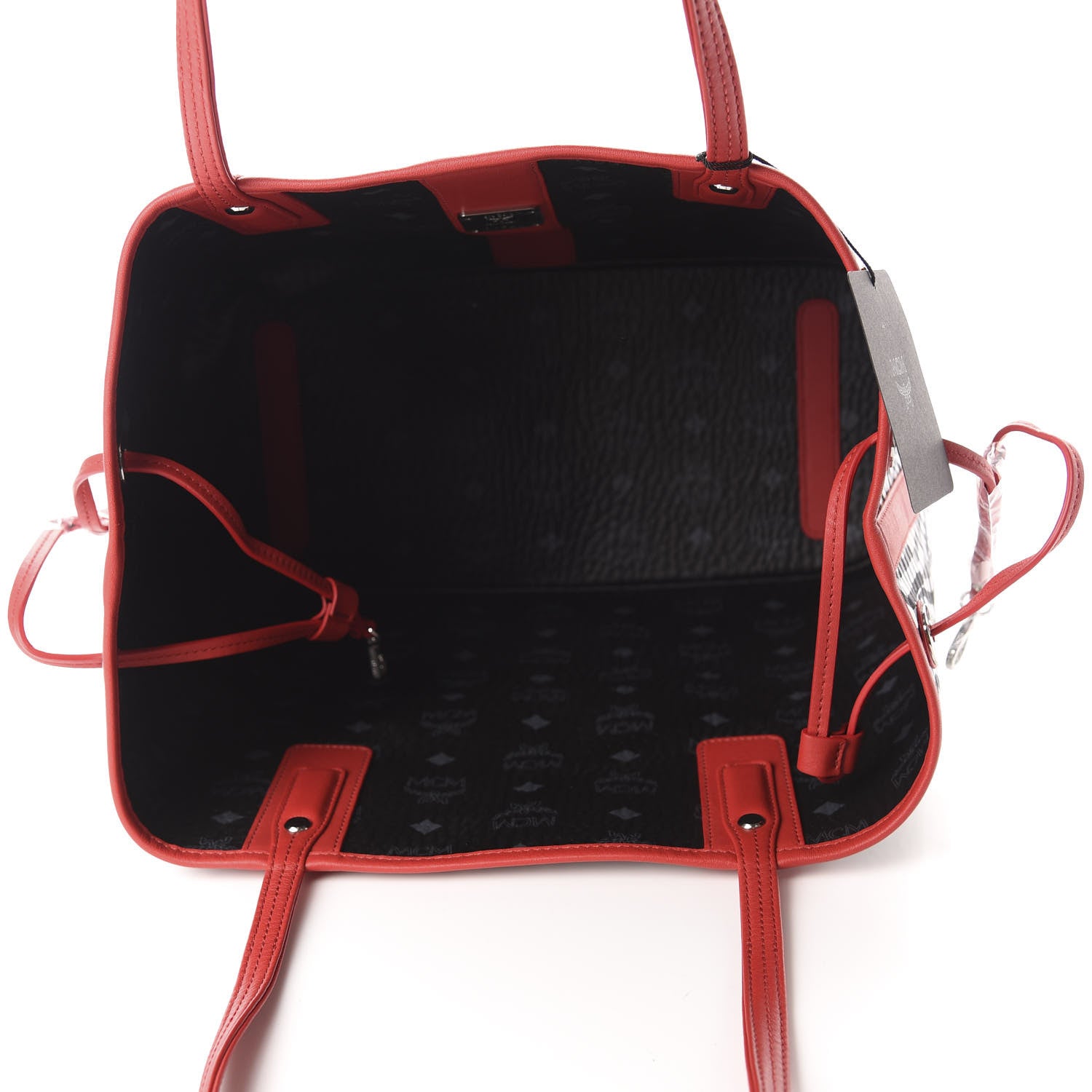 MCM Visetos Medium Liz Reversible Shopper Tote Black Red 12 of 15