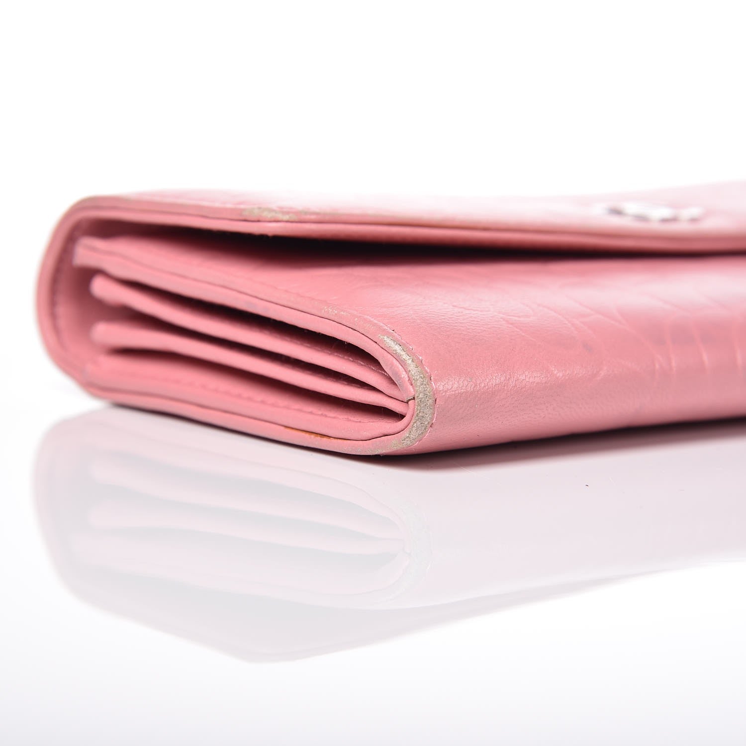 Chanel Lambskin Embossed Camellia Large Gusset Flap Wallet Pink 14 of 20