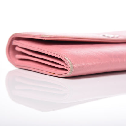 Chanel Lambskin Embossed Camellia Large Gusset Flap Wallet Pink 14 of 20
