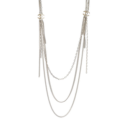 Chanel Baguette Gripoix Poured Glass CC Multi Strand Chain Necklace Light Gold 1 of 3