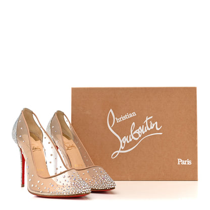 Christian Louboutin Suede Lame Crystal Strass Follies 100 Pumps 37 Light Silk 11 of 11