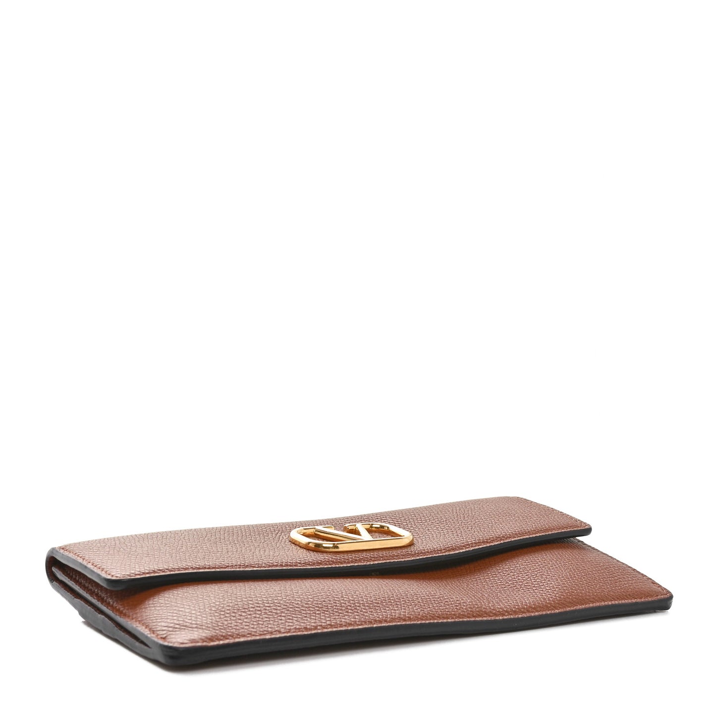 Grainy Calfskin Vlogo Wristlet Clutch Tan