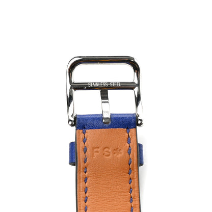 Hermes Swift Heure H Hour Watch PM Double Tour Strap Bleu Electrique 4 of 6