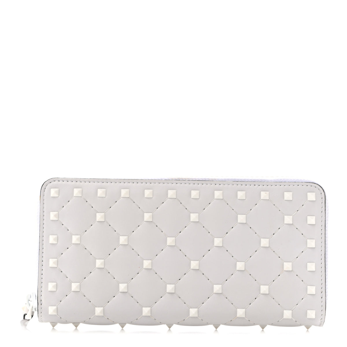 Valentino Garavani Nappa Monochrome Rockstud Spike Zip Around Wallet White 1 of 9