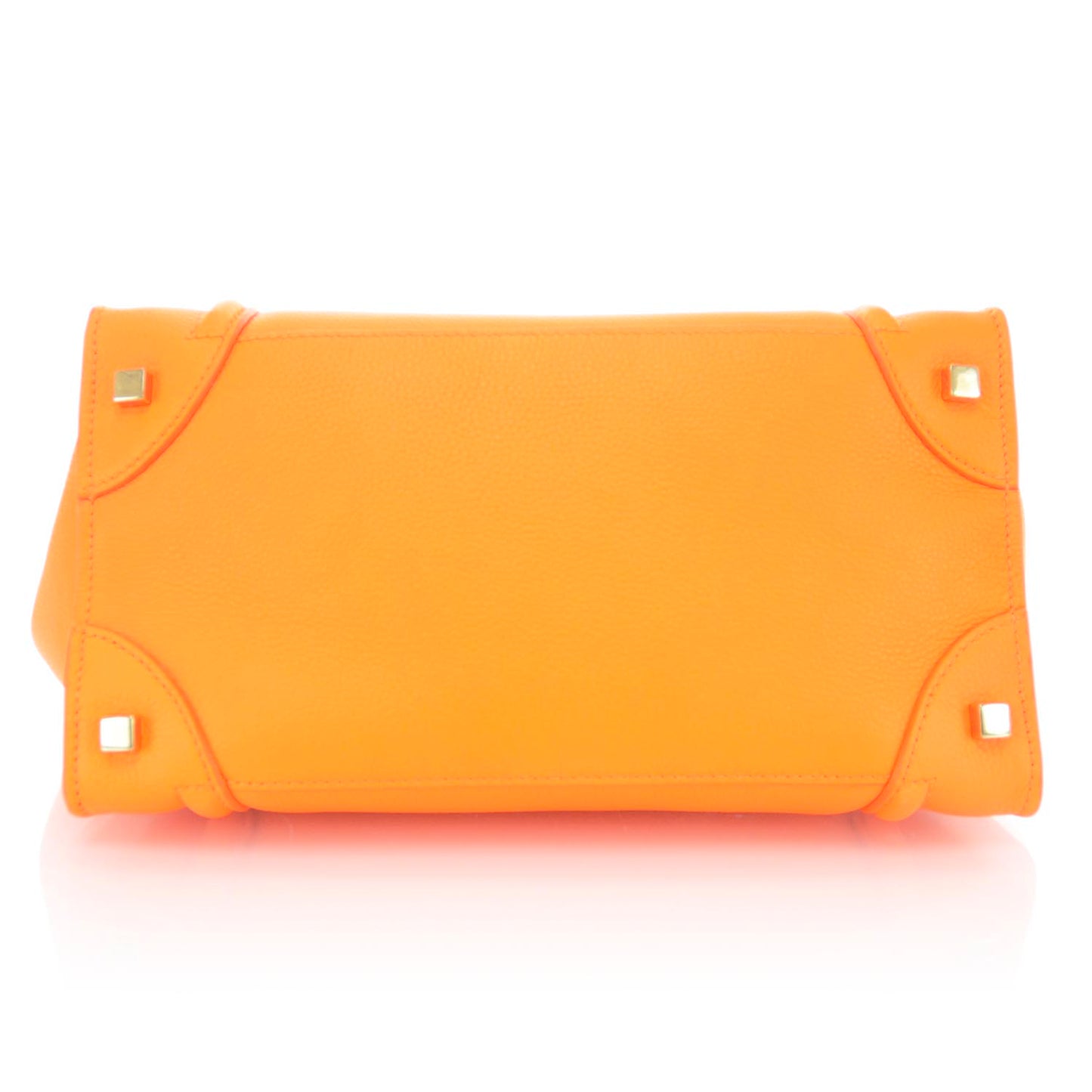 Pebbled Leather Mini Luggage Bag Fluo Orange