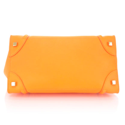 Celine Pebbled Leather Mini Luggage Bag Fluo Orange 5 of 10