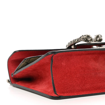 Gucci GG Supreme Monogram Suede Crystal Small Dionysus Shoulder Bag Beige Ebony Vulcanic Red 9 of 11