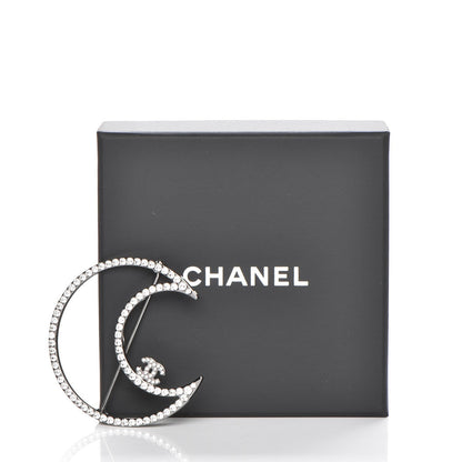 Chanel Ruthenium Crystal CC Moon Brooch 5 of 5