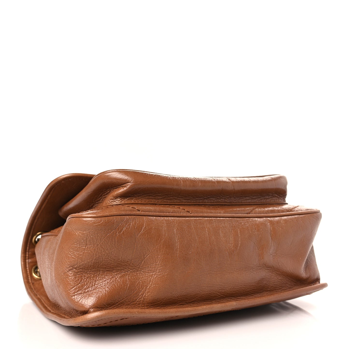 Crinkled Calfskin Matelasse Monogram Medium Niki Chain Satchel Light Caramel