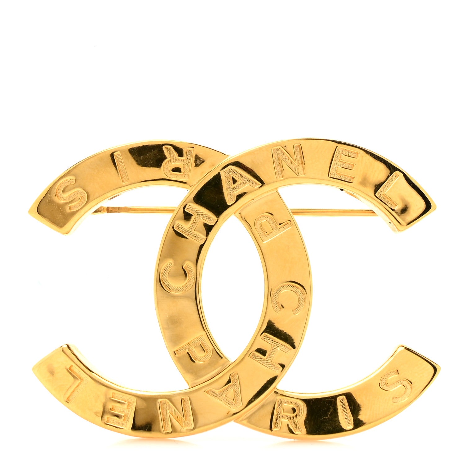 Chanel Metal Paris Button CC Large Brooch Gold 1 of 5