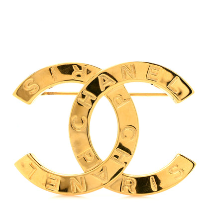 Chanel Metal Paris Button CC Large Brooch Gold 1 of 5