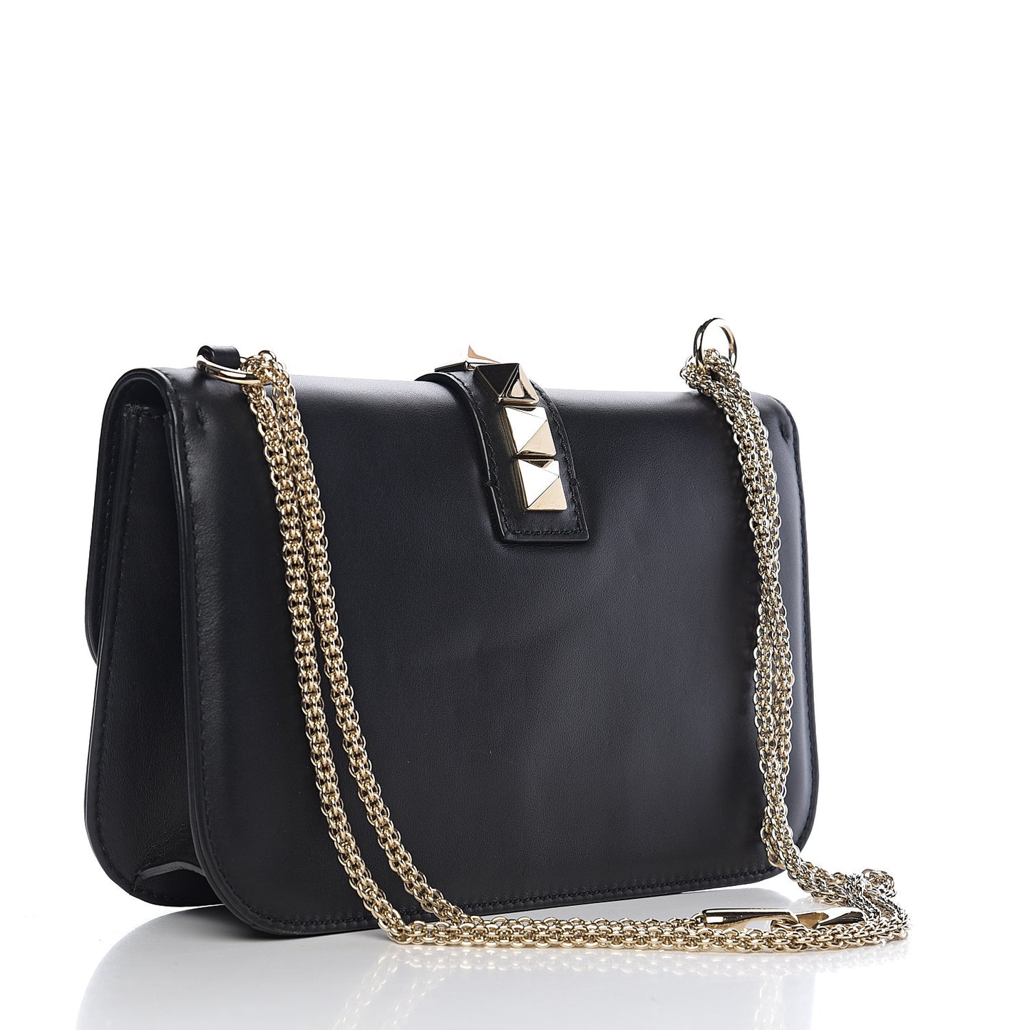 Vitello Medium Glam Lock Rockstud Flap Black