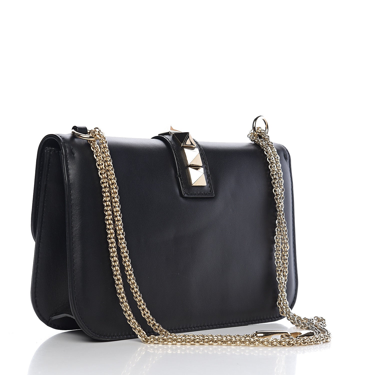 Valentino Garavani Vitello Medium Glam Lock Rockstud Flap Black 2 of 8