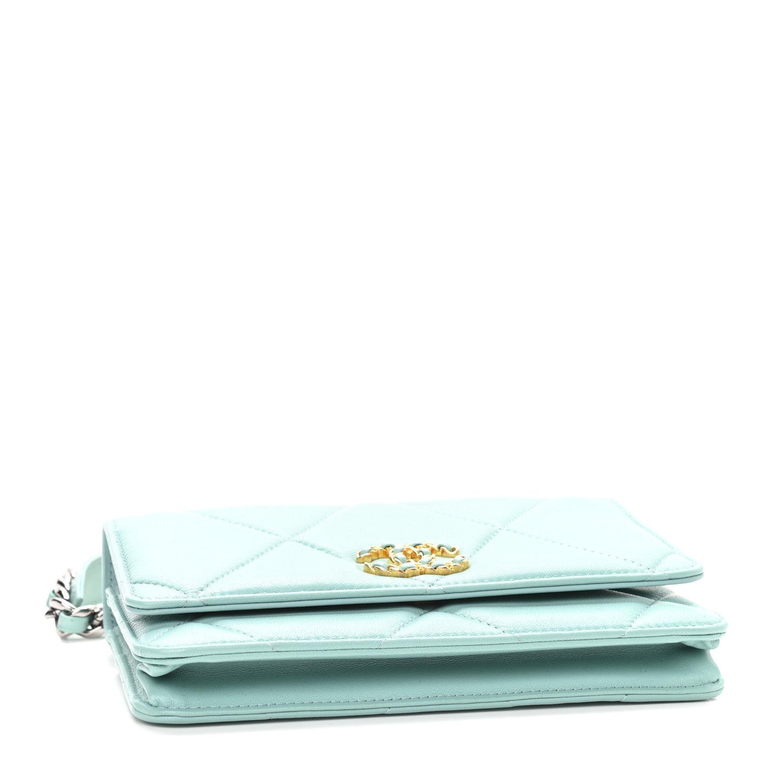 Chanel Lambskin Quilted Chanel 19 Wallet On Chain WOC Light Blue 4 of 10