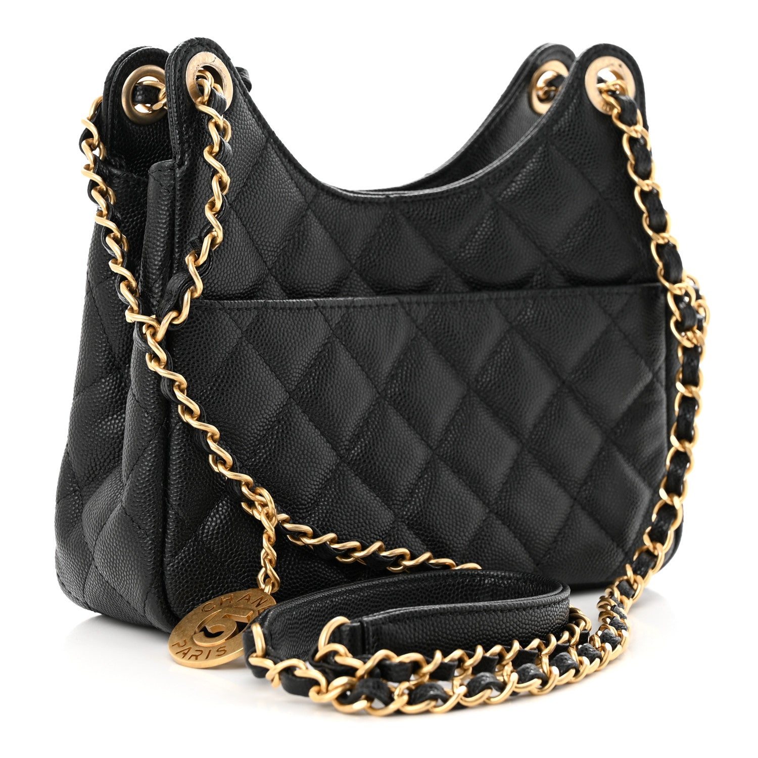 Chanel Caviar Quilted Small Wavy CC Hobo Black 4 of 12