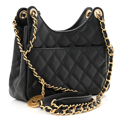 Chanel Caviar Quilted Small Wavy CC Hobo Black 4 of 12