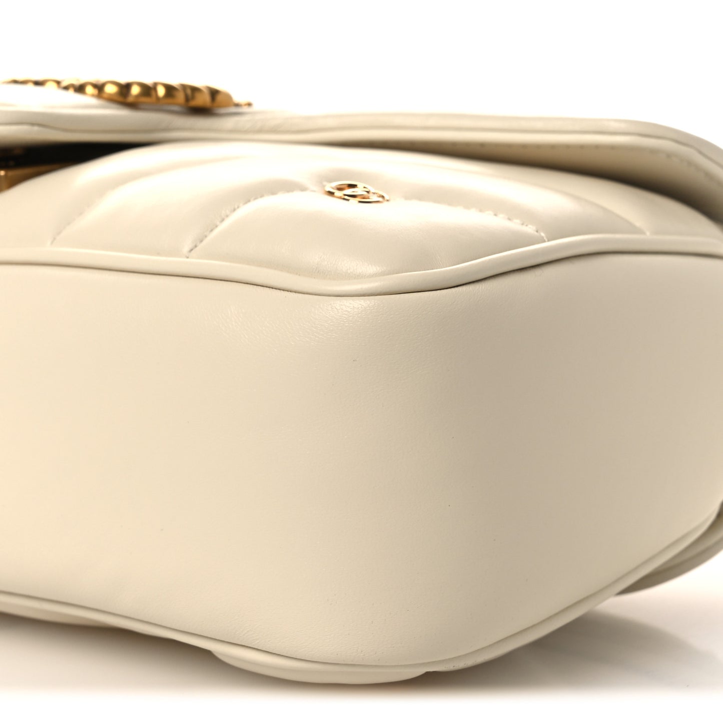 Nappa Matelasse Double G Studs Small Torchon GG Marmont Shoulder Bag Mystic White