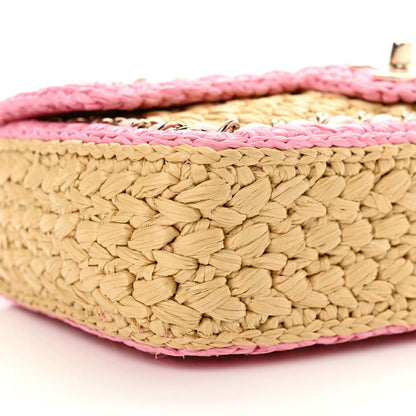 Chanel Raffia Chain Venice Beach Flap Bag Beige Pink 9 of 11