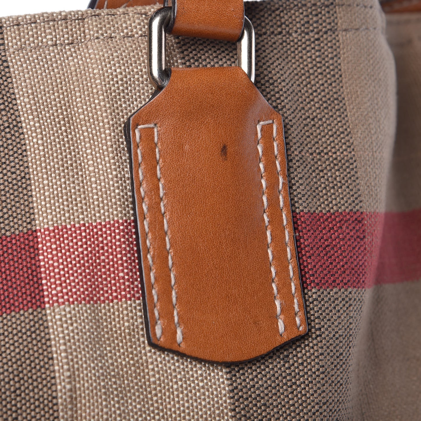 Canvas Mega Check Medium Tottenham Brit Tote Saddle Brown