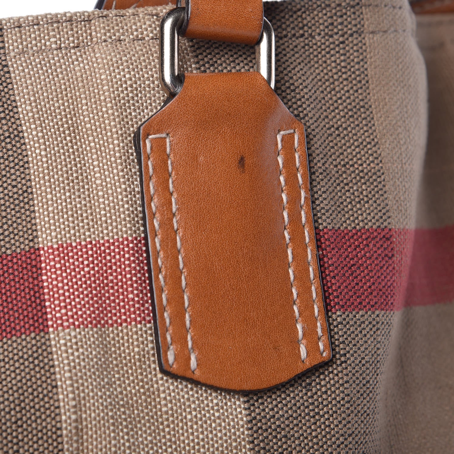 Burberry Canvas Mega Check Medium Tottenham Brit Tote Saddle Brown 10 of 15