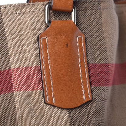 Burberry Canvas Mega Check Medium Tottenham Brit Tote Saddle Brown 10 of 15