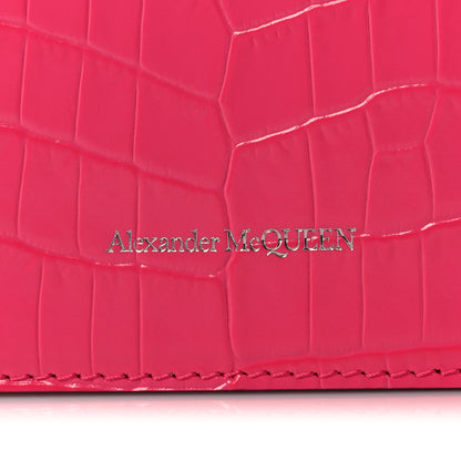 Alexander McQueen Calfskin Crocodile Embossed Skull Mini Crossbody Bag Pink 6 of 8